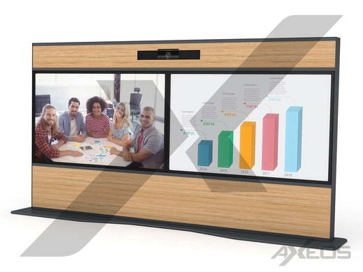 Wooden Telepresence totem 2 screens - AXEOS