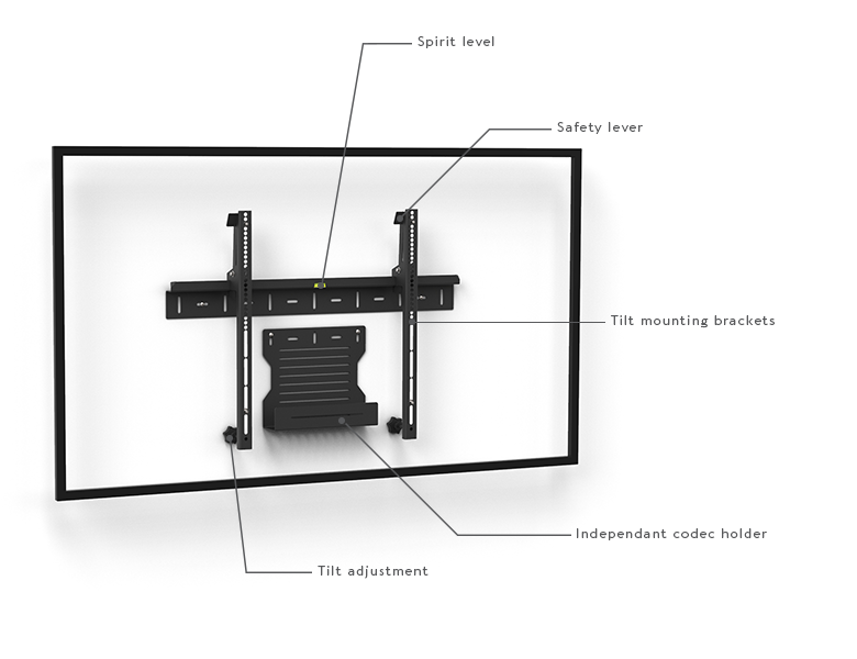 Wall mount 1U Single Screen - Schema ENG - AXEOS