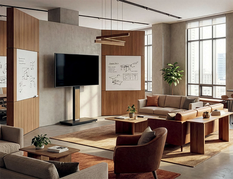 XENON S-XR - 43 to 75-inch screen - Black Painted Steel and Wooden Plate - Mobile